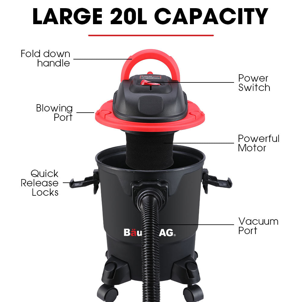 Wet and Dry Vacuum Cleaner 20L 1200W with Blower | Car Workshop Carpet