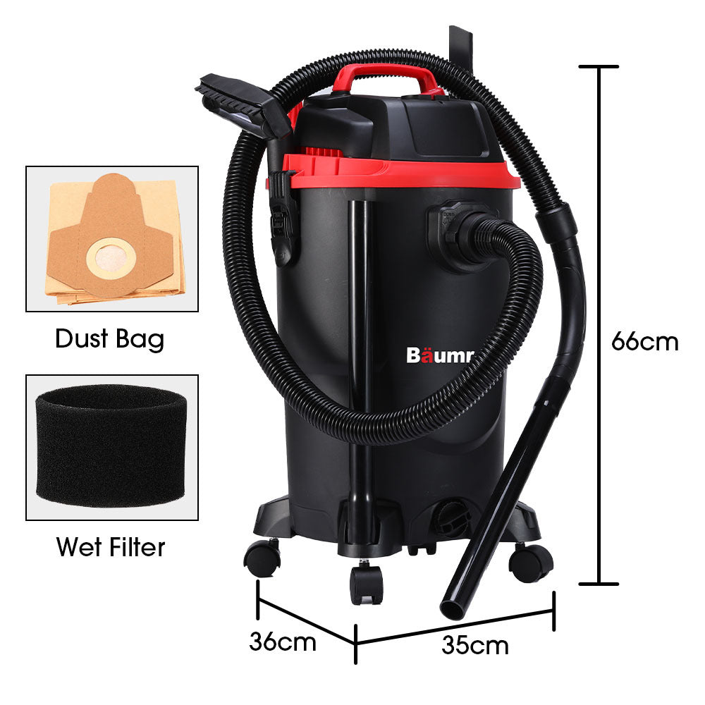 Baumr-AG Wet and Dry Vacuum Cleaner 30L 1200W with Blower | Car Workshop Carpet