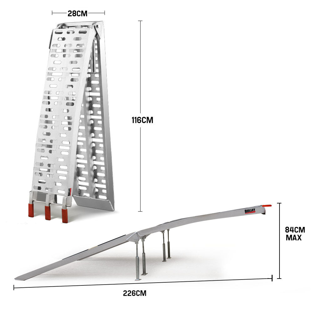 Pair of 2.3m Aluminium Loading Ramps | 1360kg Capacity | BULLET Brand