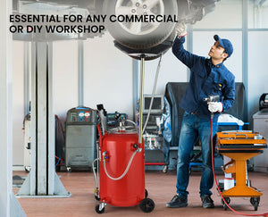 80L Mobile Waste Oil Drainer Tank with Telescopic Pneumatic Extractor Probes for Workshop