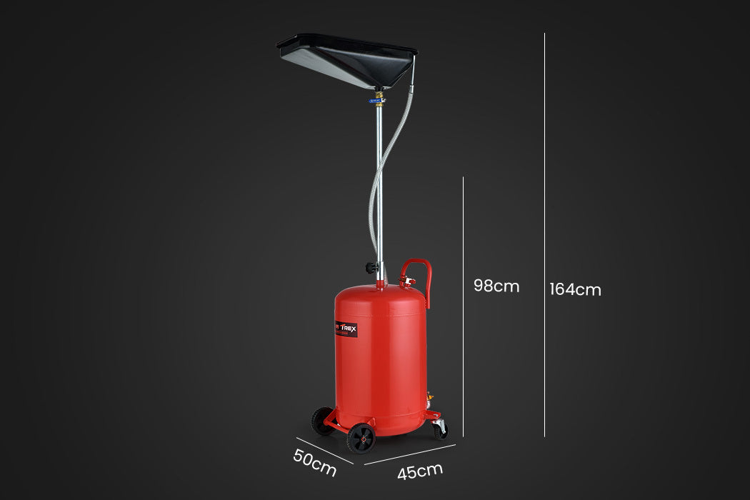 80L Mobile Waste Oil Drainer with Telescopic Design and Air Compressor Fitting for Workshop