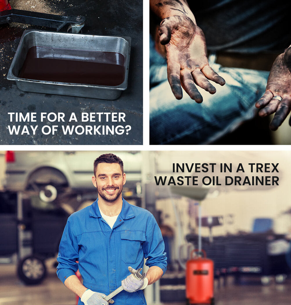 80L Mobile Waste Oil Drainer with Telescopic Design and Air Compressor Fitting for Workshop