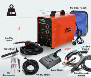 220A MIG Welder Inverter TIG Gasless Portable Welding Machine MMA ARC | Plug Type: 15A | Brand: ROSSI