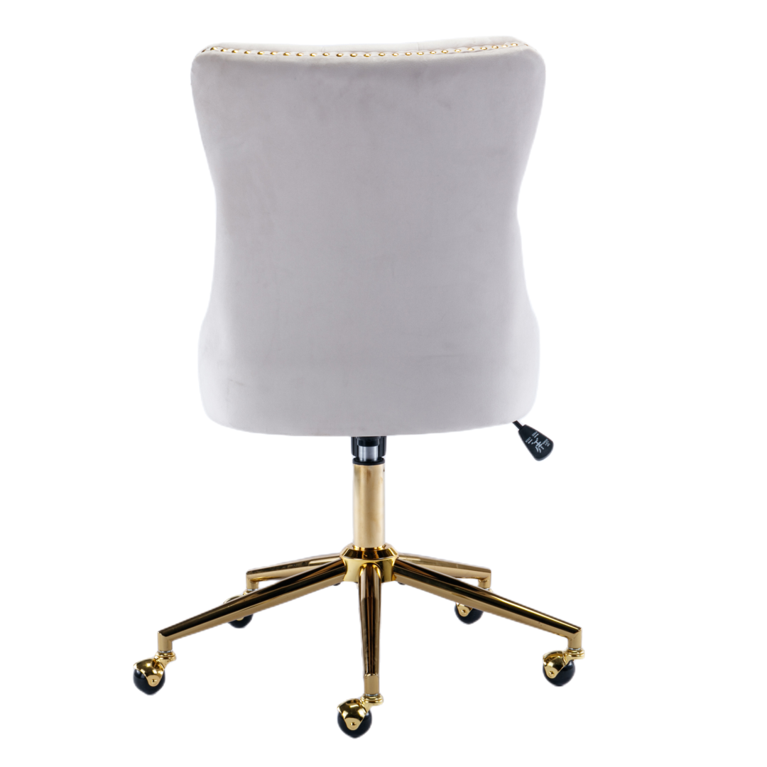 Beige Velvet Home Office Chair