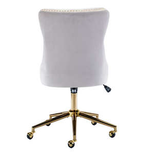 Beige Velvet Home Office Chair
