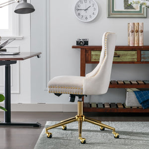 Beige Velvet Home Office Chair
