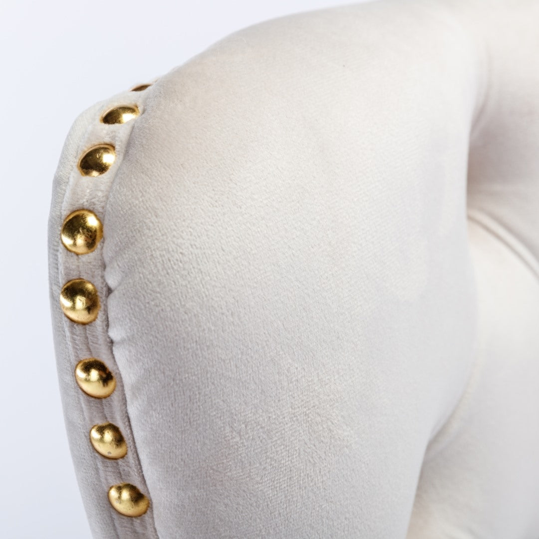 Beige Velvet Home Office Chair