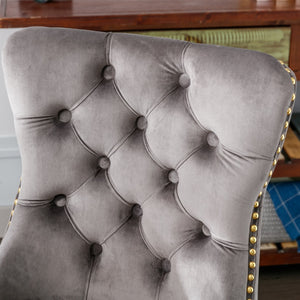 Grey Velvet Home Office Chair