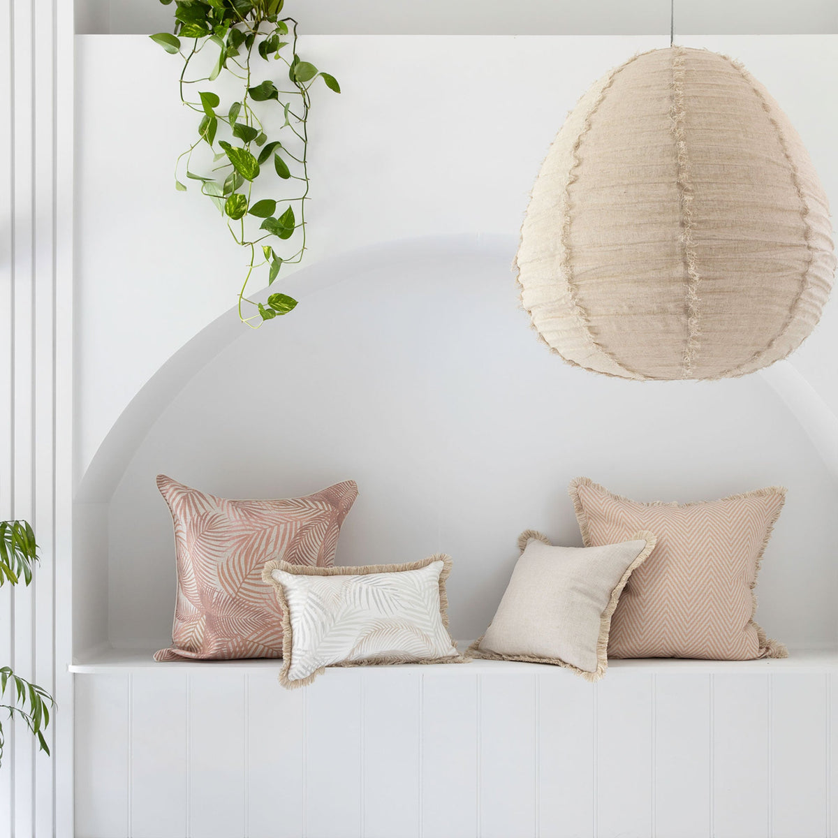 Cushion Cover-Coastal Fringe Natural-Solid Natural-45cm x 45cm