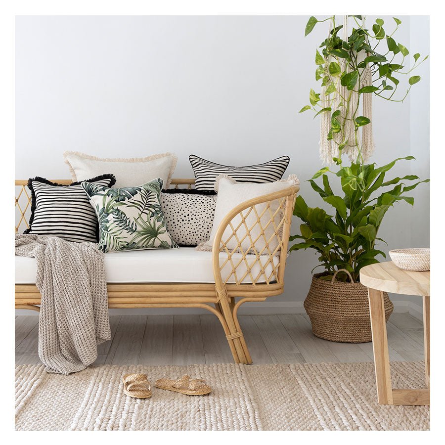 Cushion Cover-Coastal Fringe Black-Lunar-35cm x 50cm