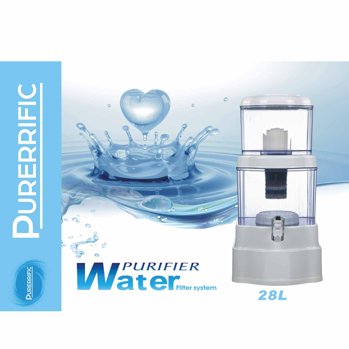 28L Benchtop 8 Stage Water Filter | Ceramic, Carbon, Mineral Stone, Silica Purifier