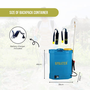 16L Rechargeable Backpack Pressure Sprayer | Portable Electric Garden Weed Pump
