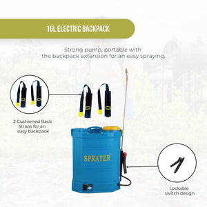16L Rechargeable Backpack Pressure Sprayer | Portable Electric Garden Weed Pump