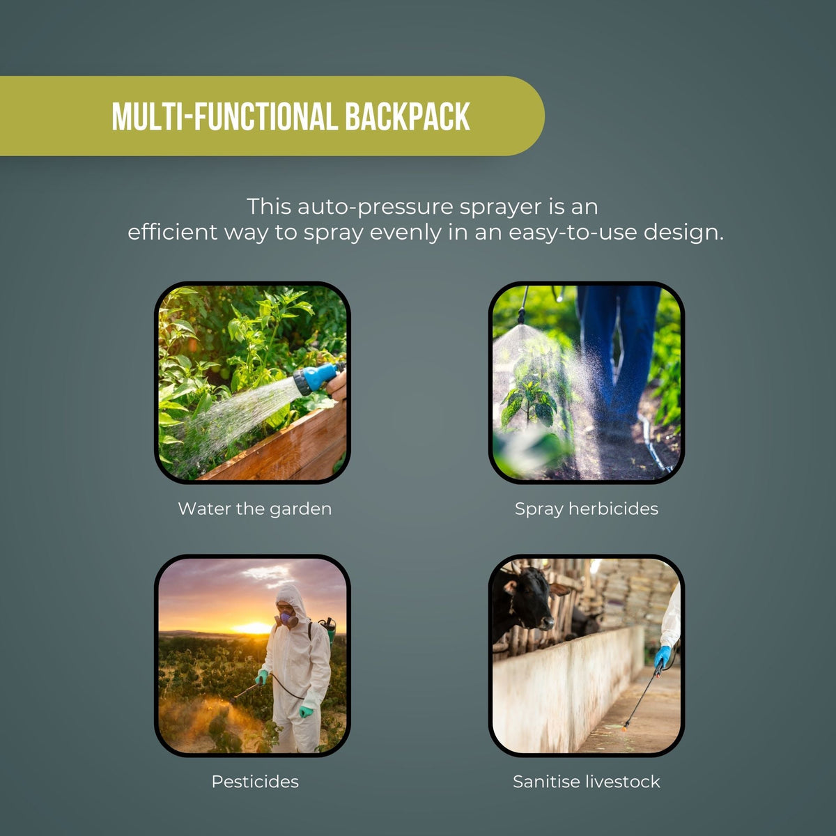 16L Rechargeable Backpack Pressure Sprayer | Portable Electric Garden Weed Pump