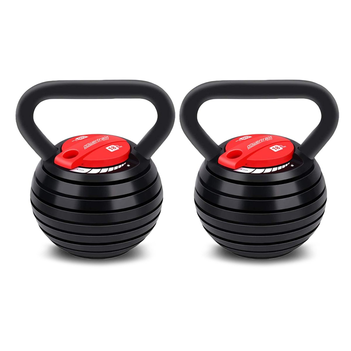 2x Adjustable Kettlebells Weights Dumbbell (18kg) by Powertrain