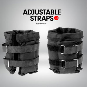 Sports Pair 1kg Adjustable Ankle Weights - Gym Equipment for Wrist Fitness and Yoga by Powertrain