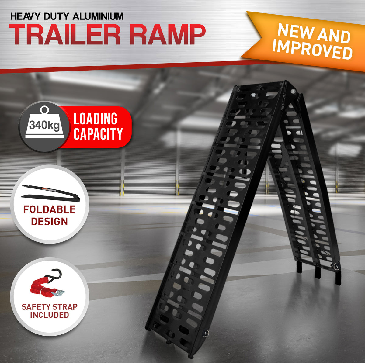 Aluminium ATV Loading Ramp | Foldable | Black Color | Rigg Brand