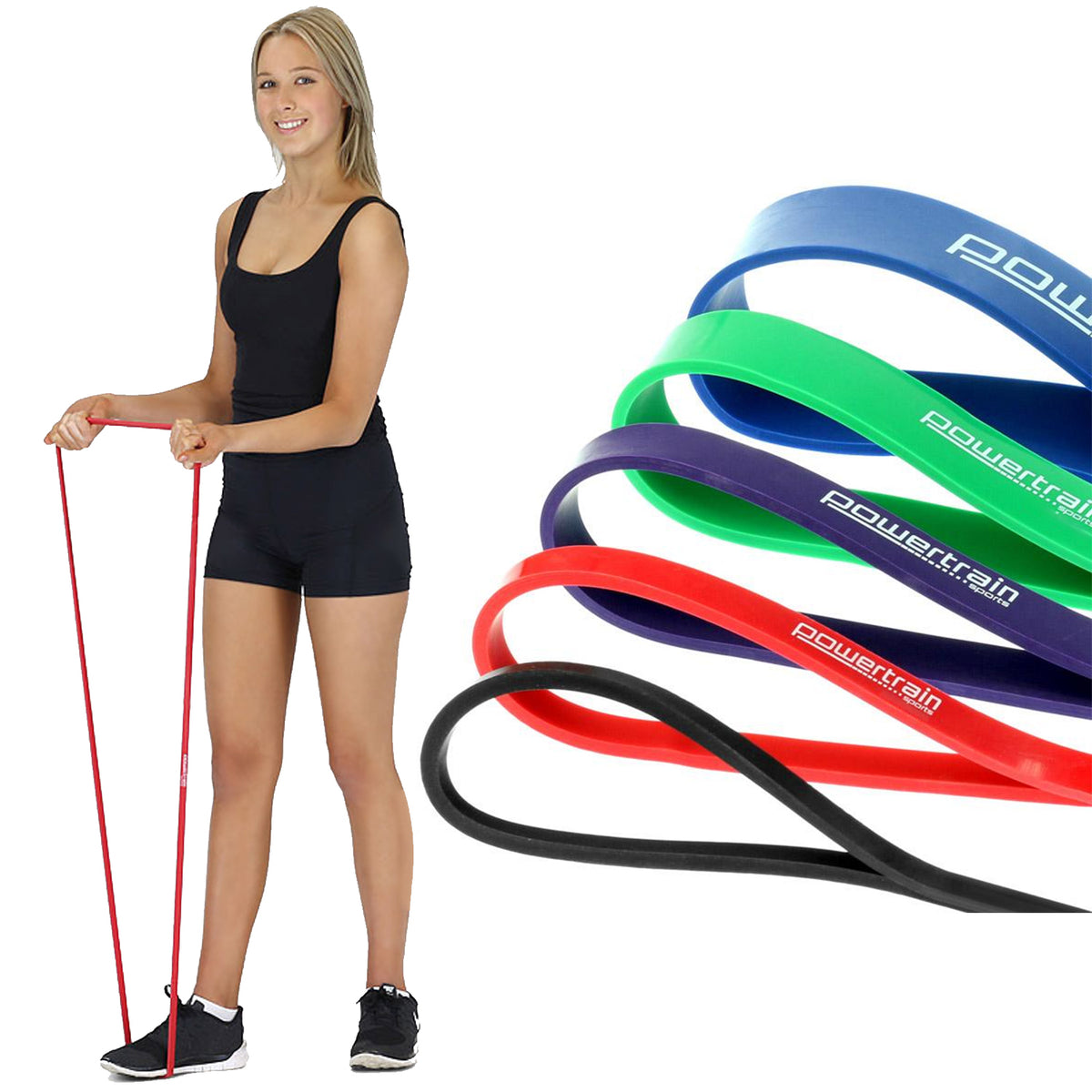Home Workout Resistance Bands | Set of 5 | Gym Exercise Equipment | Powertrain