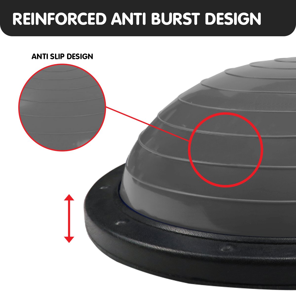 Fitness Yoga Ball | Home Gym Workout Balance Trainer | Grey