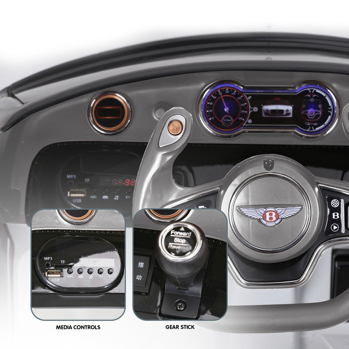 Bentley Exp 12 Licensed Speed 6E Electric Kids Ride-On Car (Black)