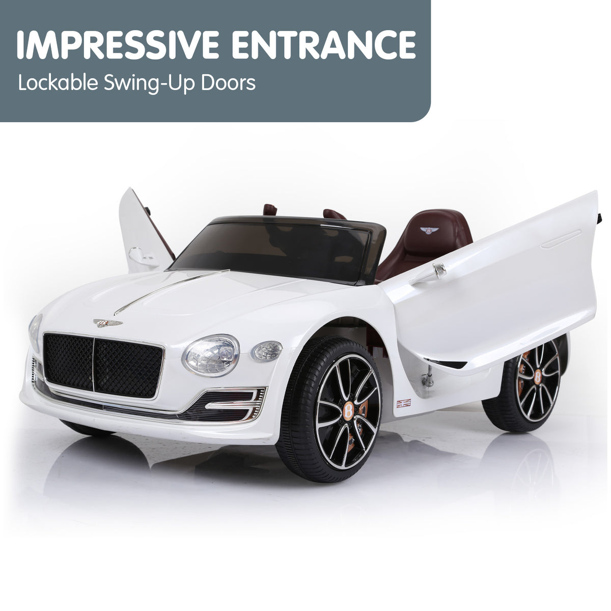 Kahuna Bentley Exp 12 Speed 6E Licensed Kids Ride-On Electric Car with Remote Control (White)