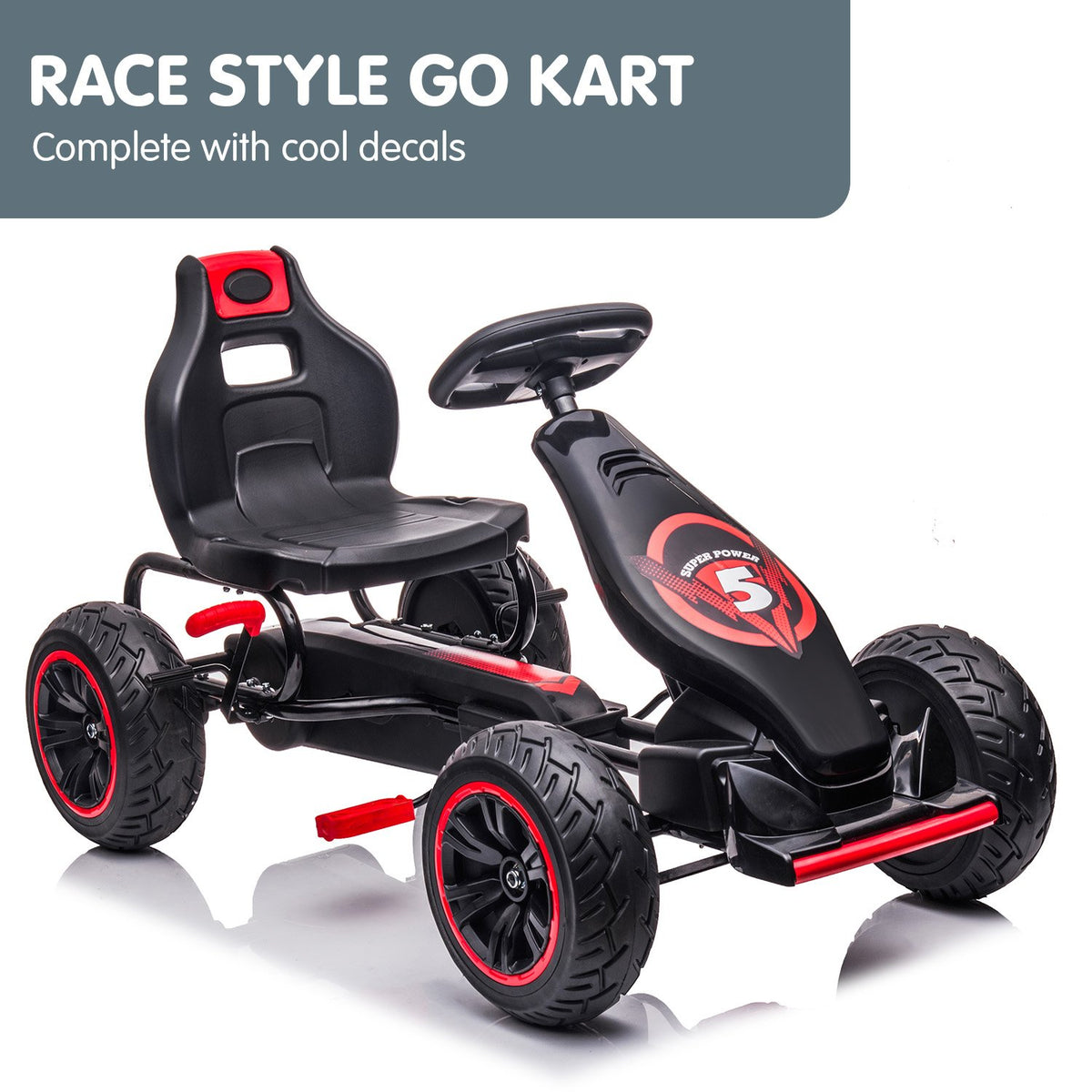 Kids Ride On Pedal Powered Go Kart - Racing Style | Red | Kahuna G18