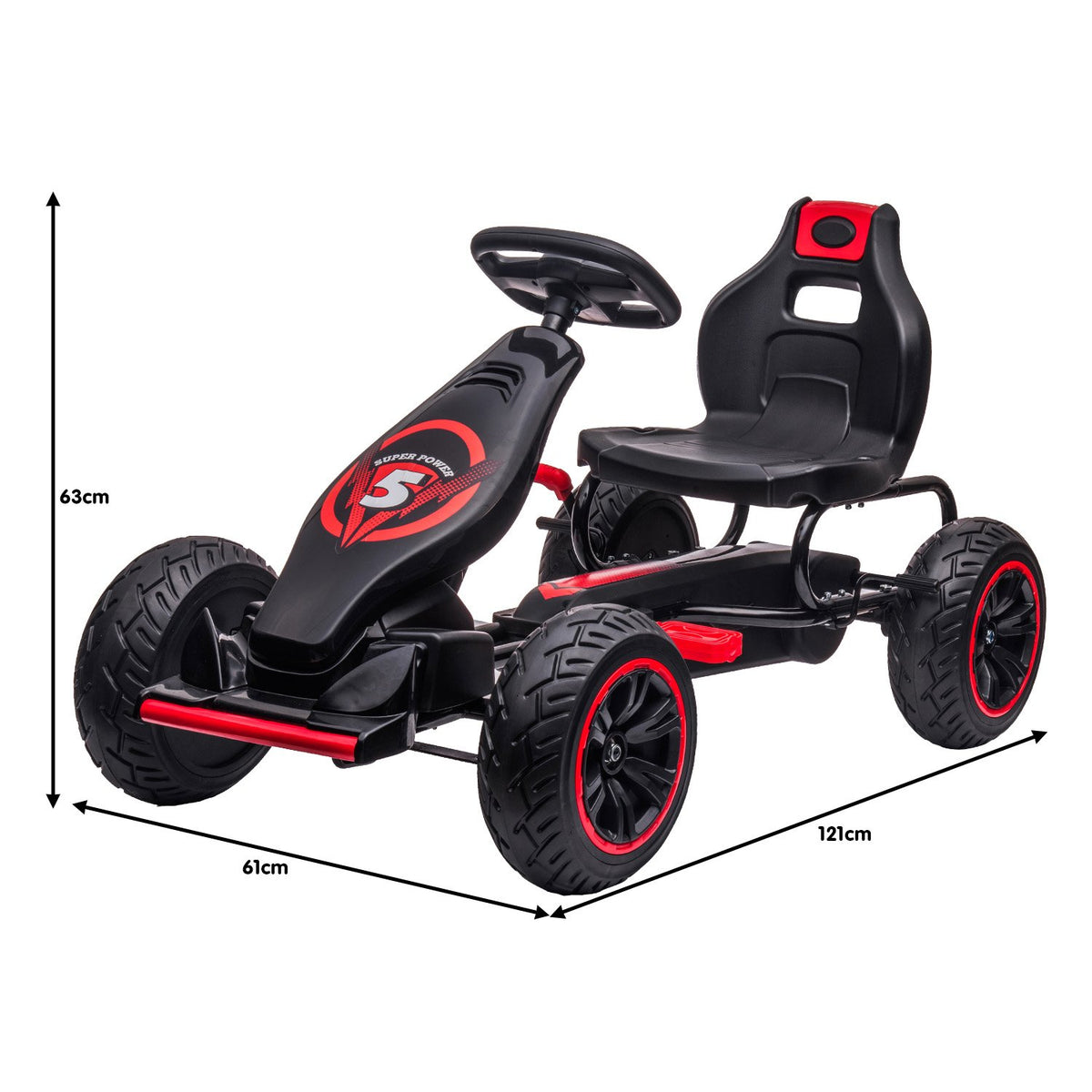 Kids Ride On Pedal Powered Go Kart - Racing Style | Red | Kahuna G18