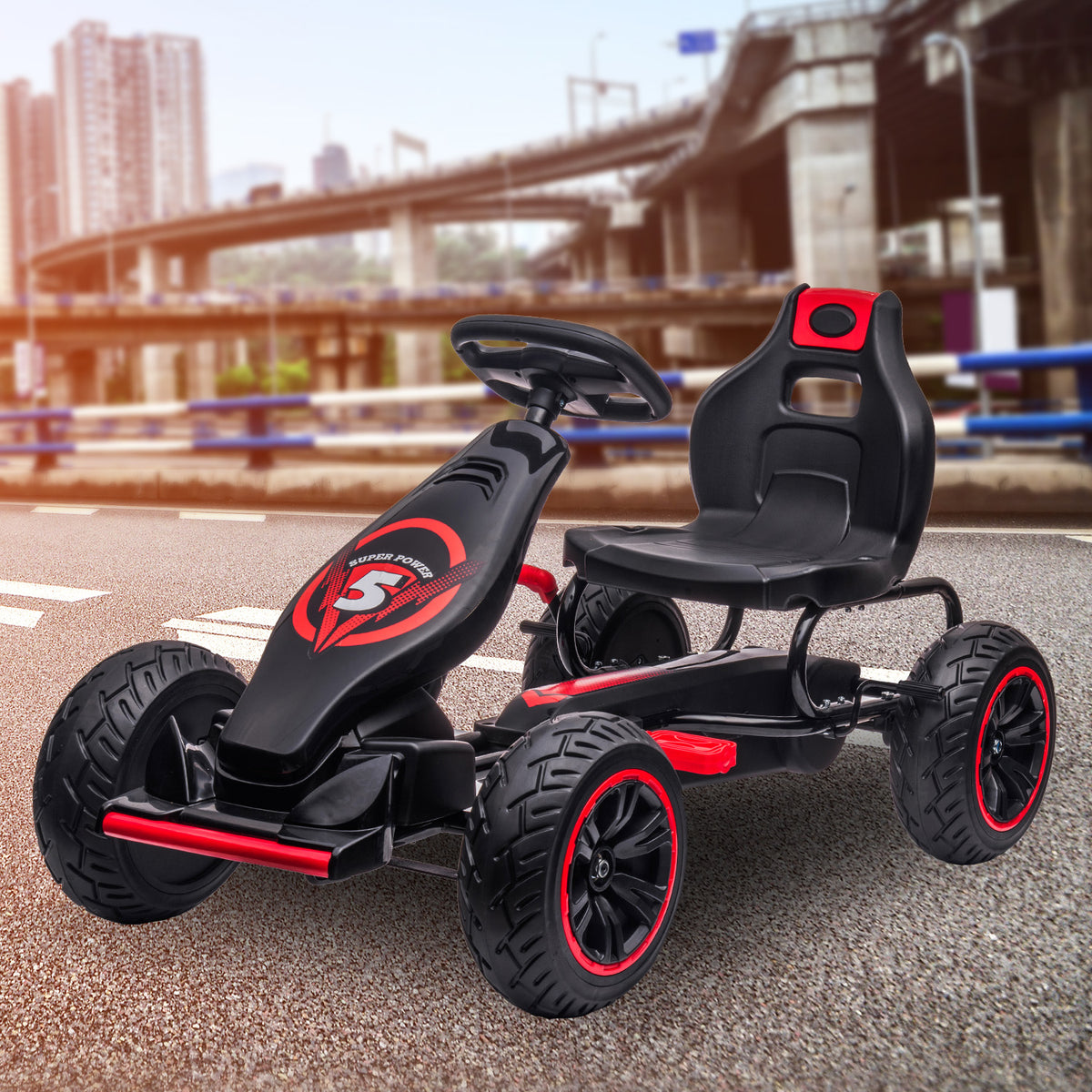 Kids Ride On Pedal Powered Go Kart - Racing Style | Red | Kahuna G18