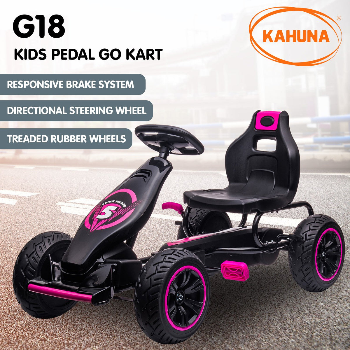Kahuna G18 Kids Pedal Go Kart (Rose Pink)
