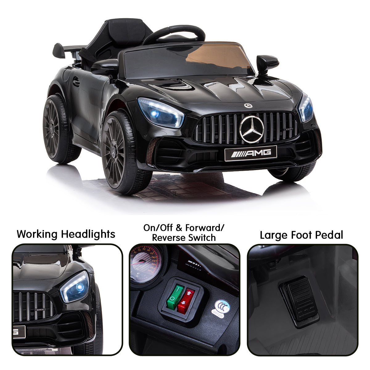 Mercedes Benz Licensed Kids Electric Ride On Car | Remote Control - Black | Kahuna