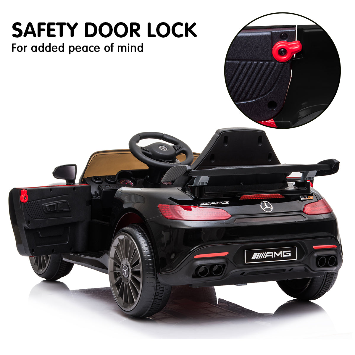 Mercedes Benz Licensed Kids Electric Ride On Car | Remote Control - Black | Kahuna