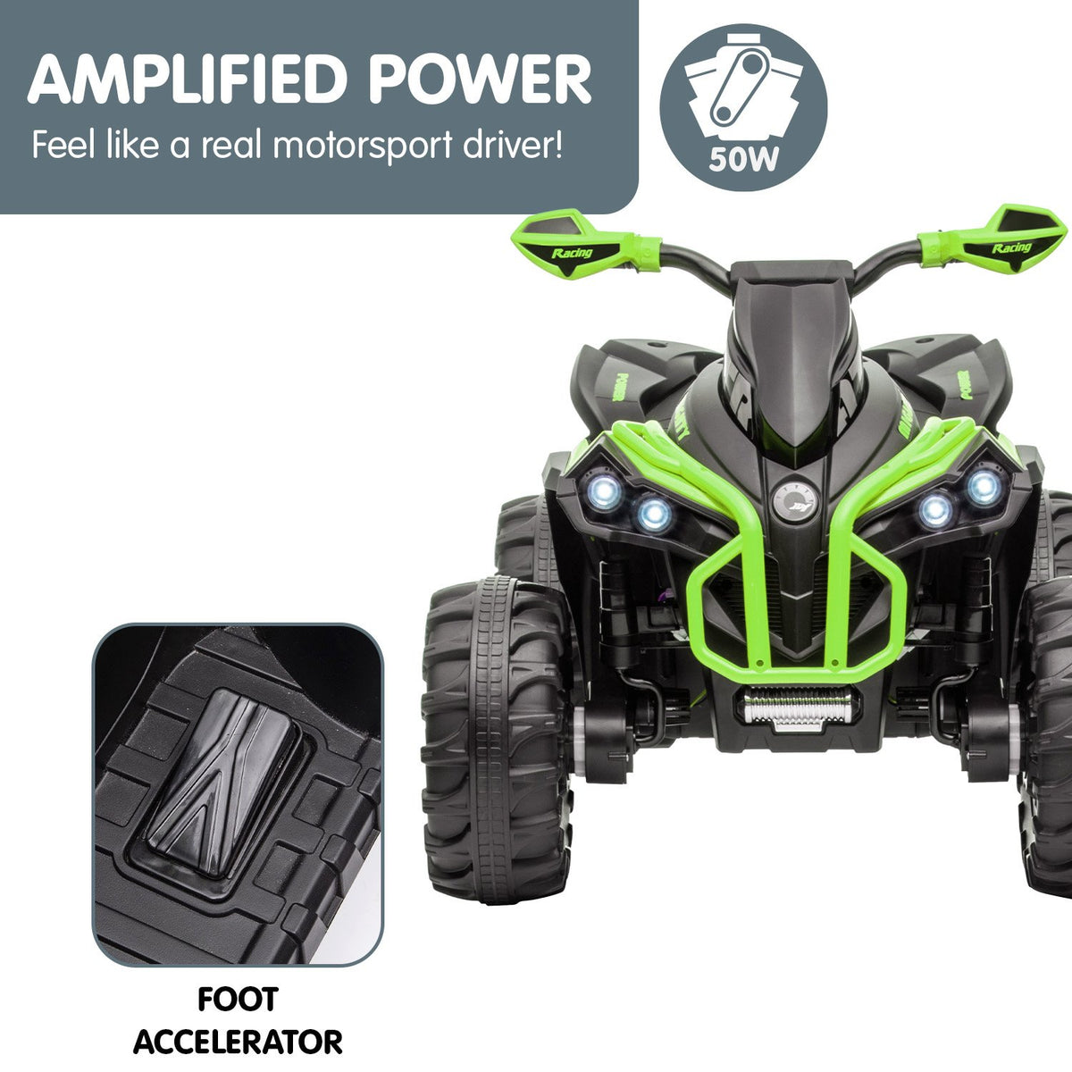 Kids Electric Ride On Quad Bike Toy ATV 50W Green by Kahuna GTS99