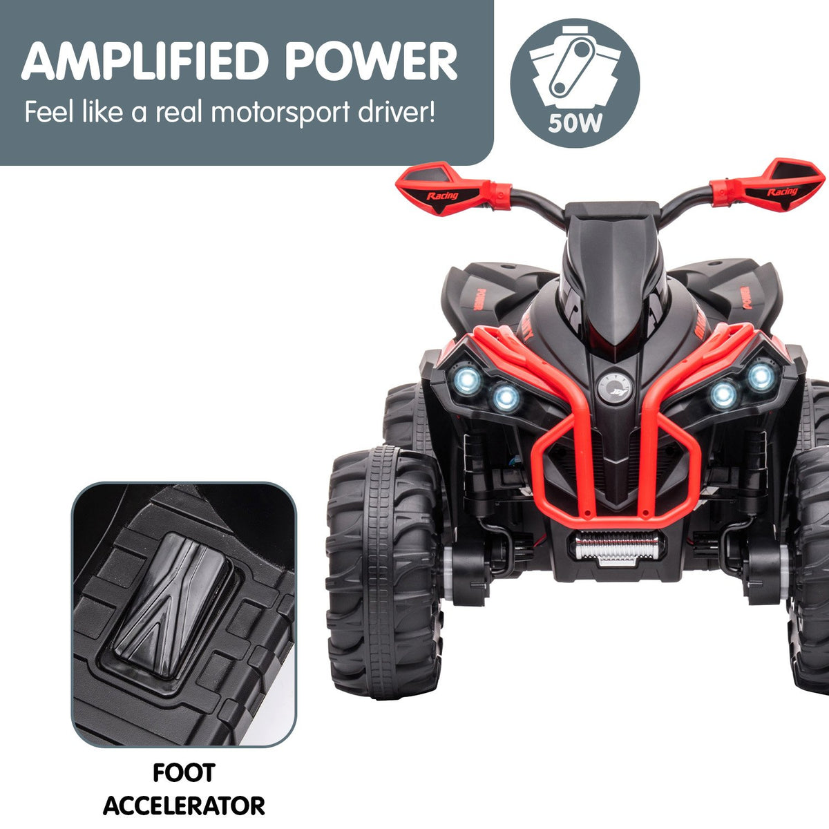Kids Electric Ride On Quad Bike Toy ATV 50W Red by Kahuna GTS99