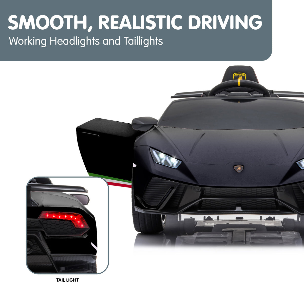 Kids Electric Ride-On Car with Remote Control (Lamborghini Inspired, Black)