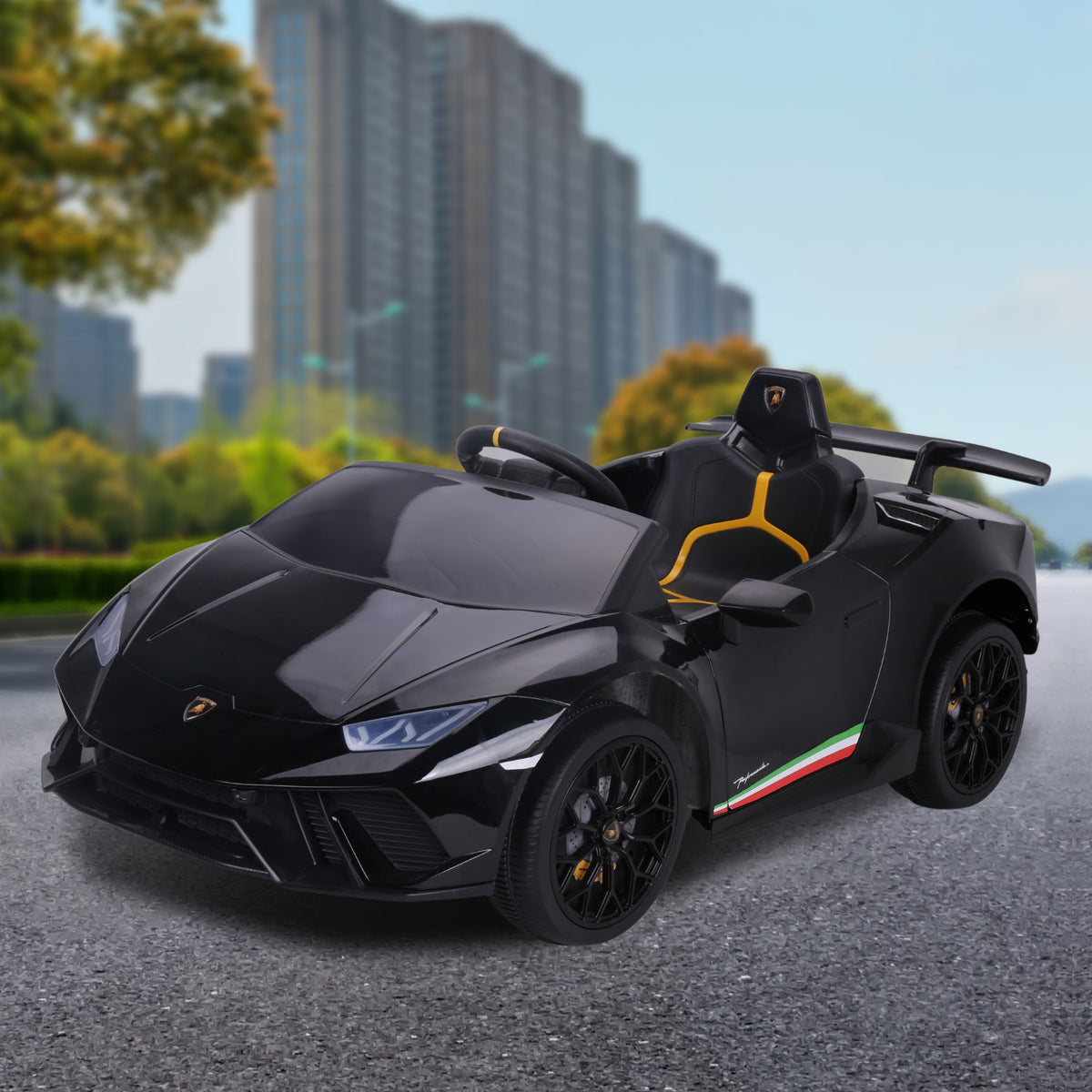 Kids Electric Ride-On Car with Remote Control (Lamborghini Inspired, Black)