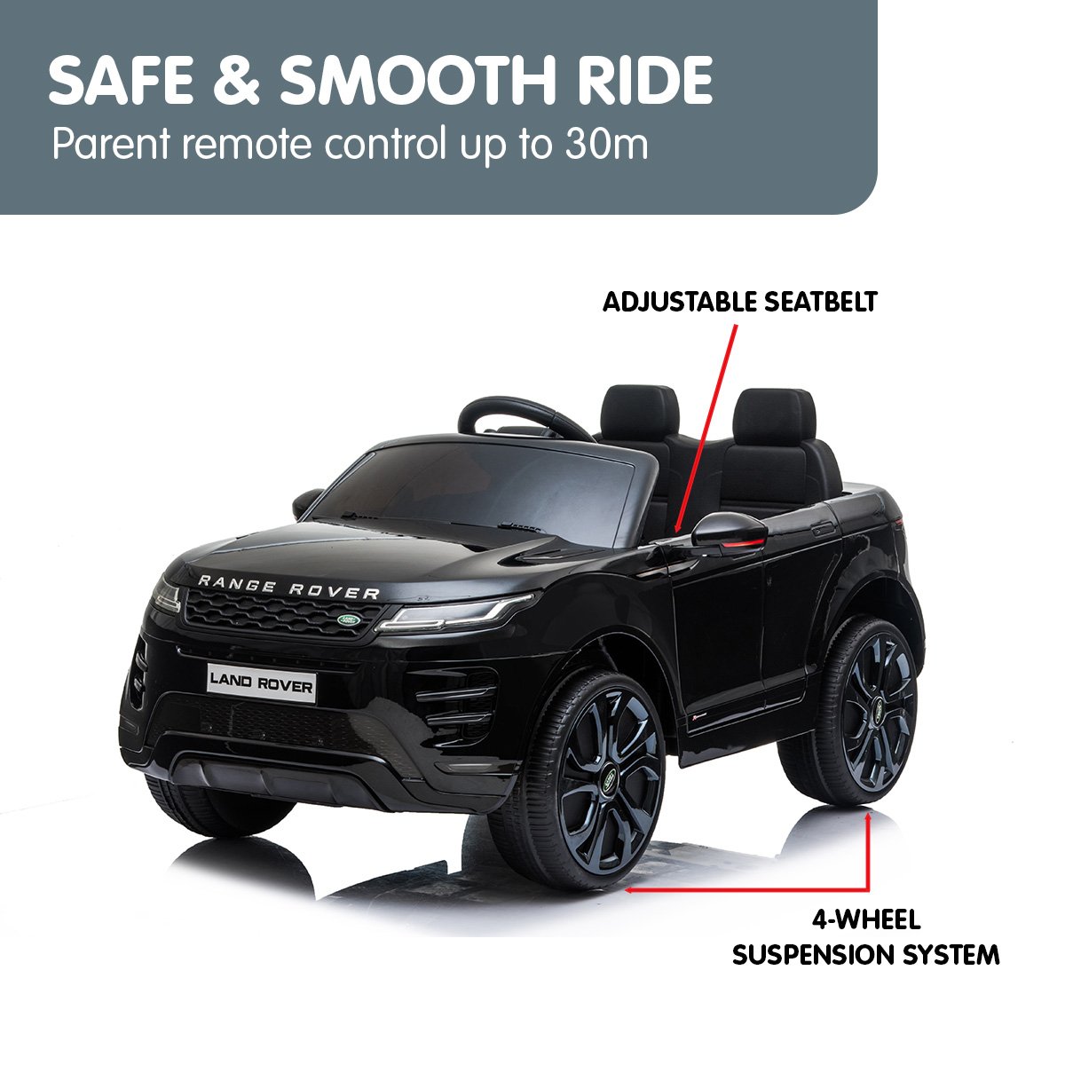 Land Rover Licensed Kids Electric Ride On Car | Remote Control - Black | Kahuna