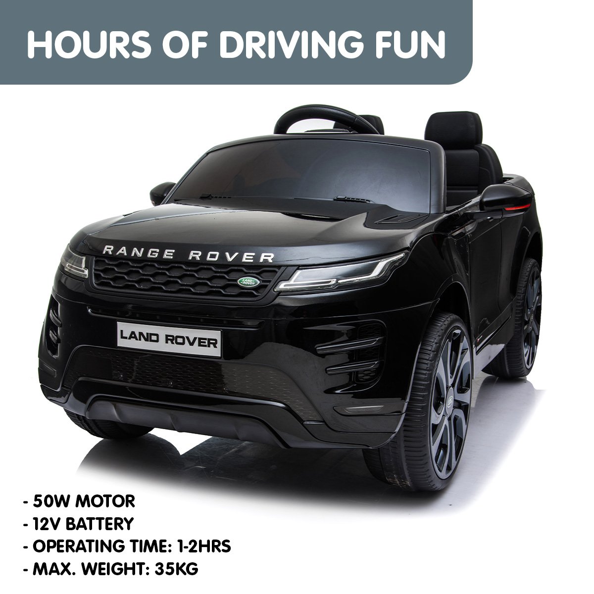 Land Rover Licensed Kids Electric Ride On Car | Remote Control - Black | Kahuna