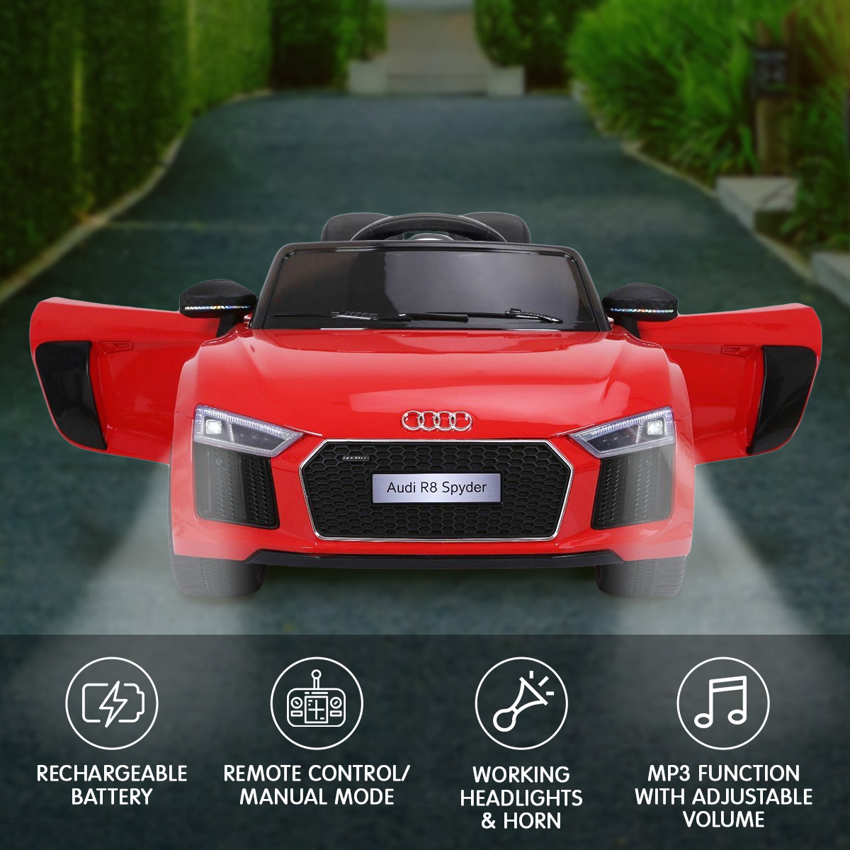 R8 Spyder Audi Licensed Kids Electric Ride On Car with Remote Control | Red Color | Kahuna Brand