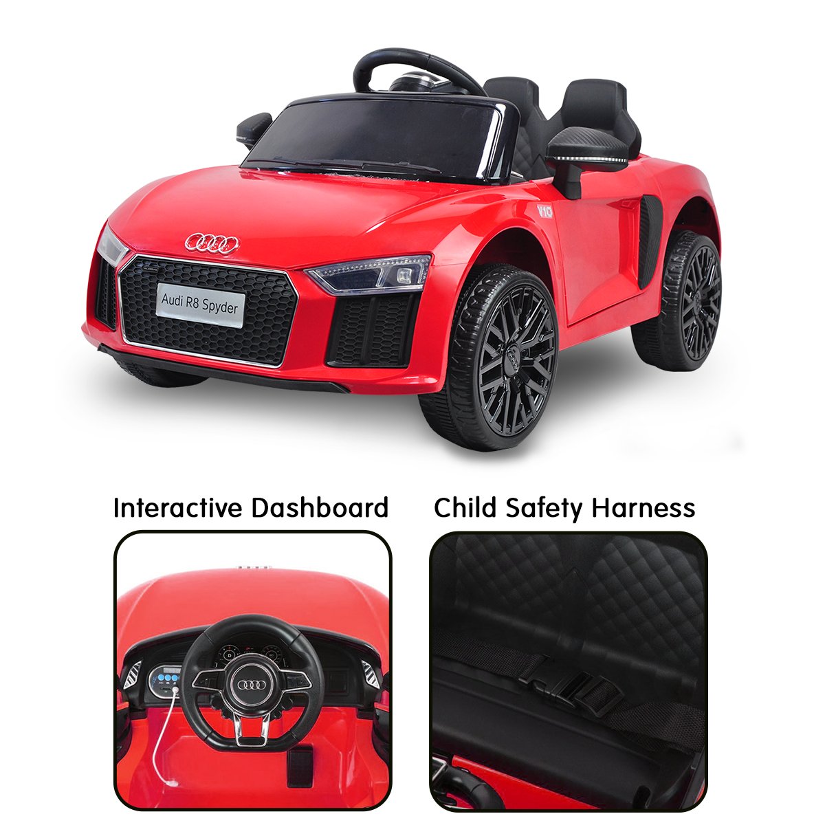 R8 Spyder Audi Licensed Kids Electric Ride On Car with Remote Control | Red Color | Kahuna Brand