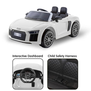 R8 Spyder Audi Licensed Kids Electric Ride On Car with Remote Control | White Color | Kahuna Brand