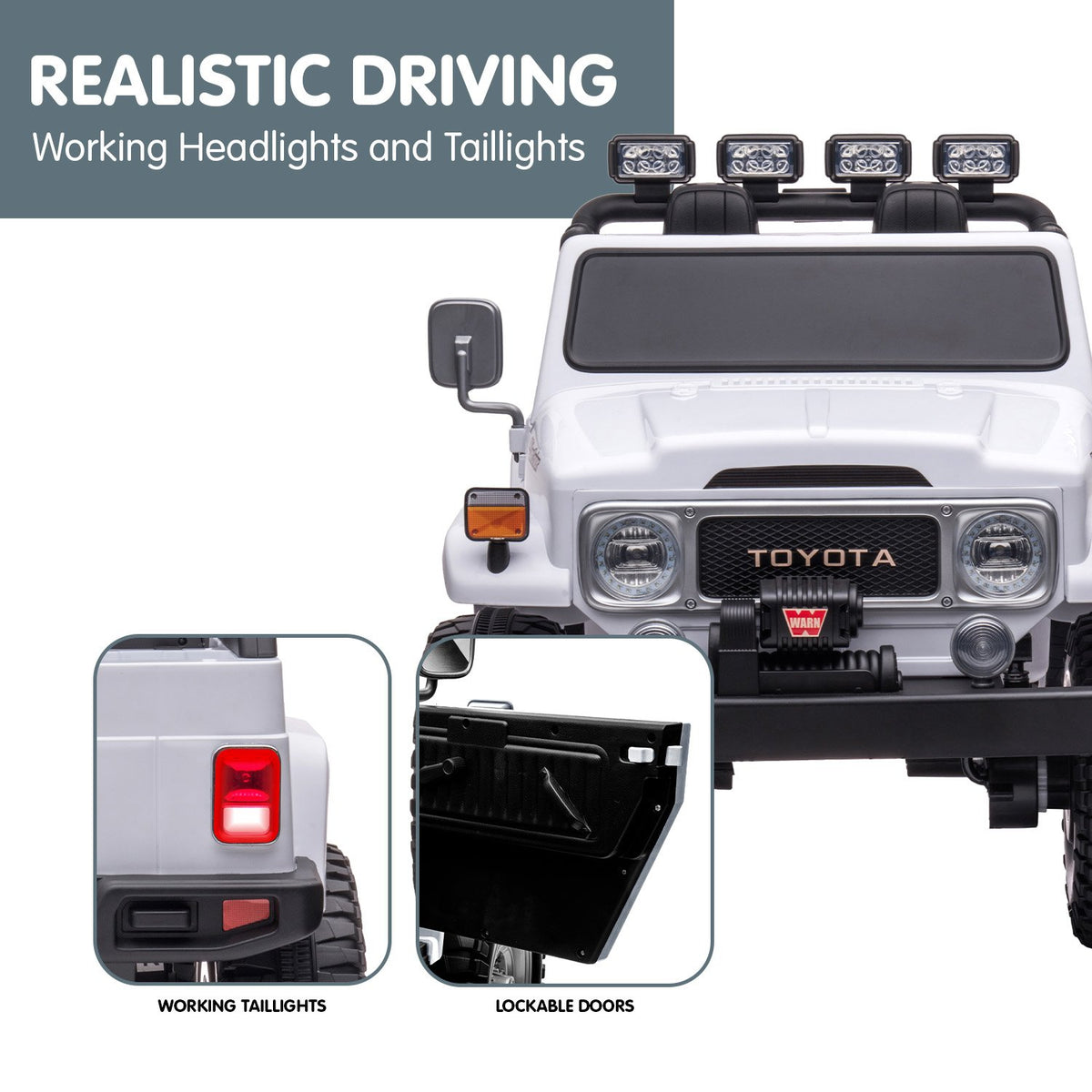 Licensed Toyota FJ-40 Kids Ride On Electric Toy Car 80W - White