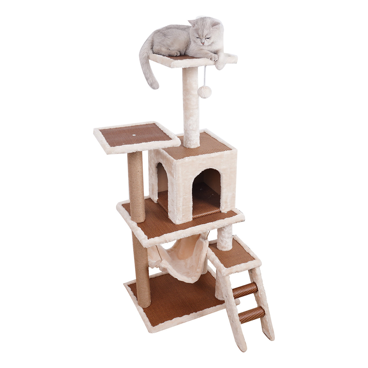 Furtastic 125cm Cat Tree Scratching Post | Stylish Beige Design