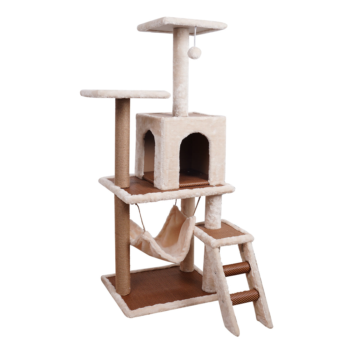 Furtastic 125cm Cat Tree Scratching Post | Stylish Beige Design