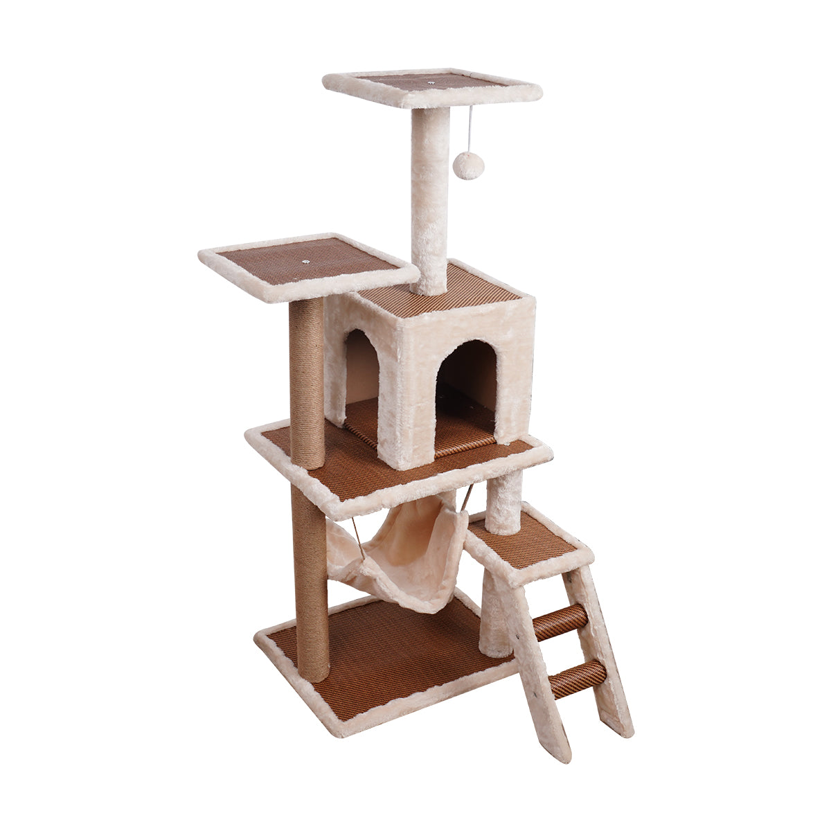 Furtastic 125cm Cat Tree Scratching Post | Stylish Beige Design