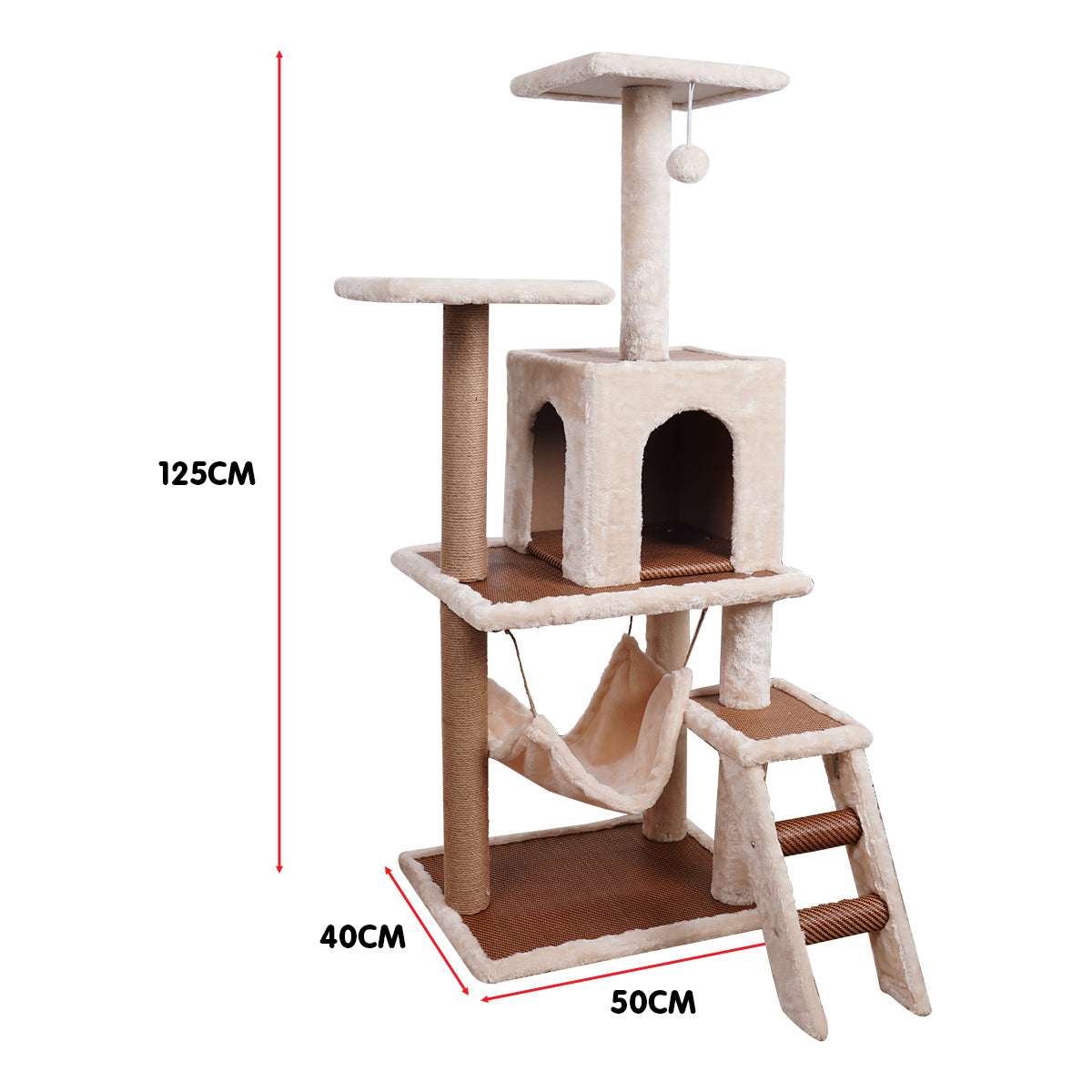 Furtastic 125cm Cat Tree Scratching Post | Stylish Beige Design