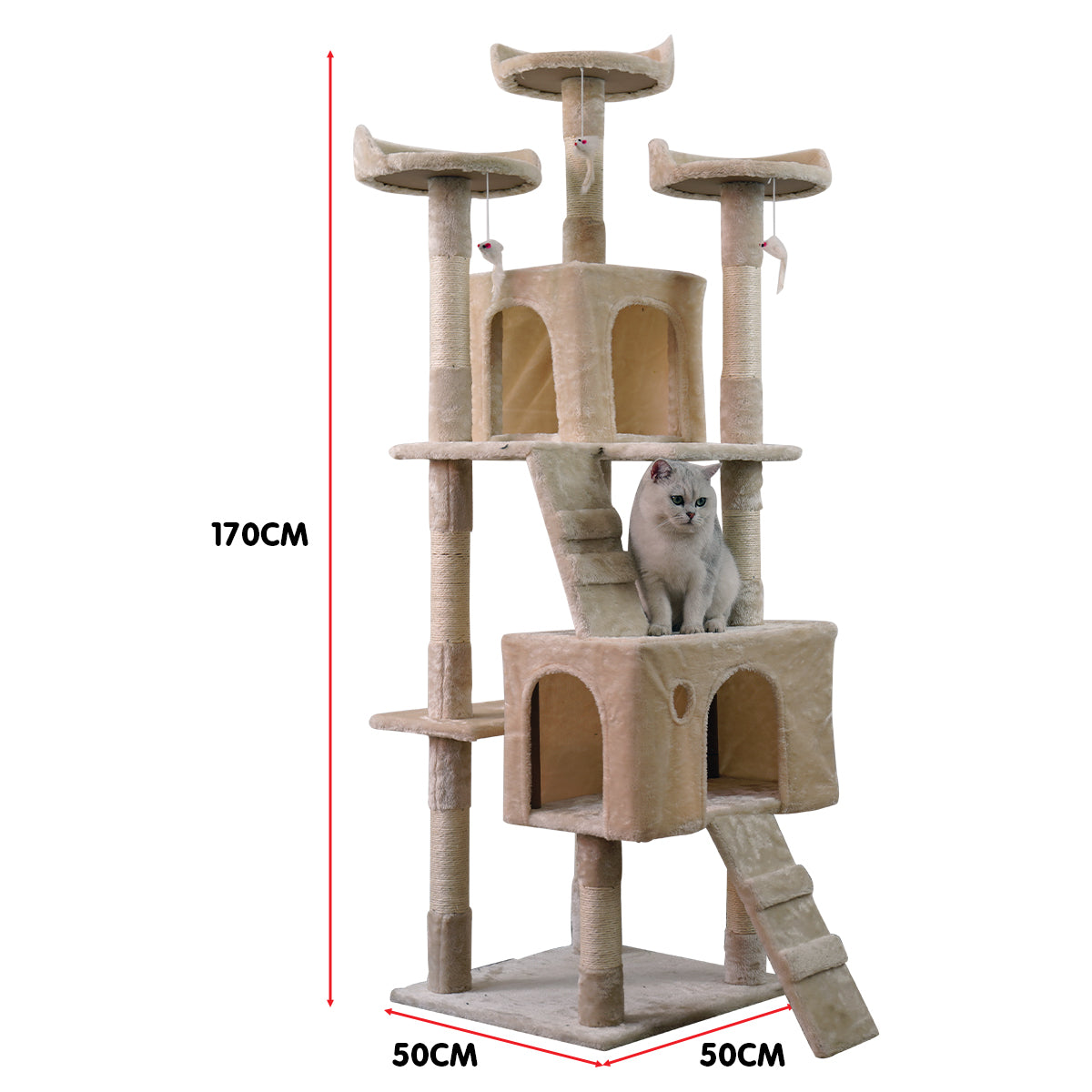 Furtastic 170cm Cat Tree Scratching Post | Beige