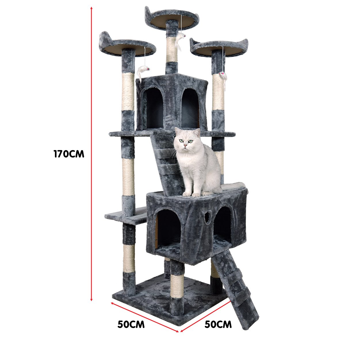 Furtastic 170cm Dark Grey Cat Tree Scratching Post