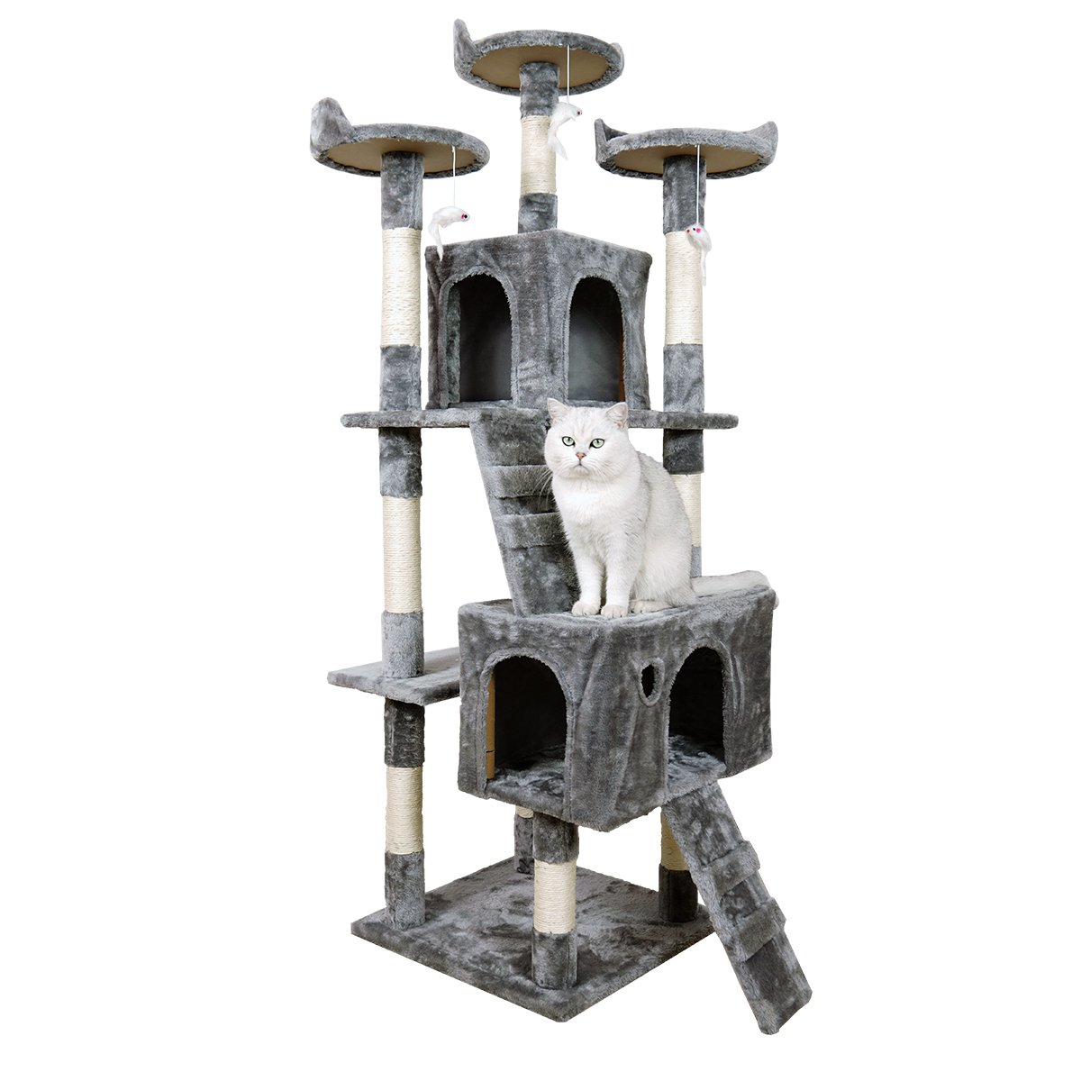 Furtastic 170cm Cat Tree Scratching Post | Elegant Silver Grey