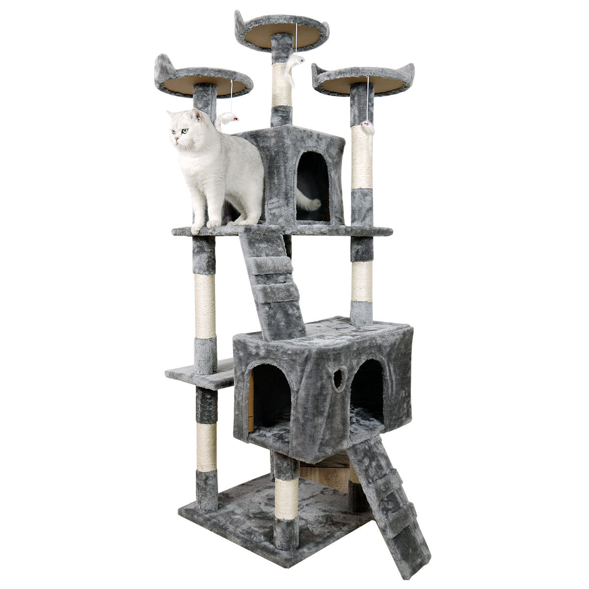Furtastic 170cm Cat Tree Scratching Post | Elegant Silver Grey
