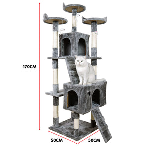 Furtastic 170cm Cat Tree Scratching Post | Elegant Silver Grey